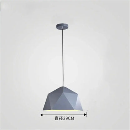 Modern geometric iron diamond pendant lights with a matte gray faceted iron diamond pendant shade for living room decorbites