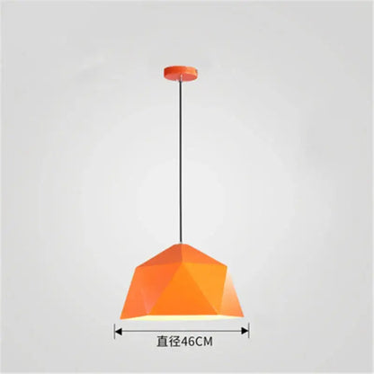 Modern orange geometric iron diamond pendant light with faceted shade and ceiling mount for living room decorbites pendant lights