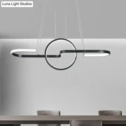 DecorBites™ modern black gold metal pendant light with sleek circular led elements and warm white light kit for dining rooms