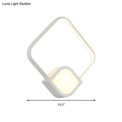Modern geometric led white wall sconce light with diamond shape and glowing square fixture for living room 220v-240v 110v-120v
