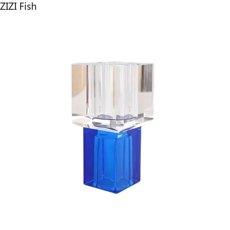 Clear crystal top with blue translucent base in decorbites geometric square artificial flowers living room decor