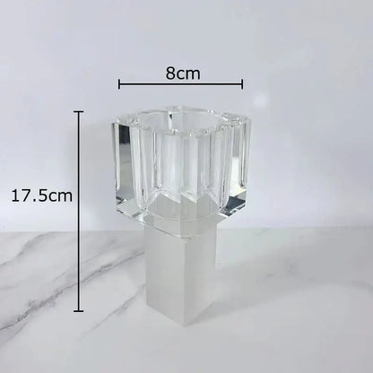 Clear crystal candle holder with faceted geometric square design and square base for decorbites geometric square decor