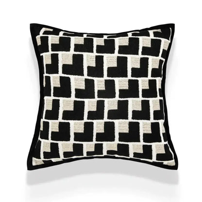 Modern geometric texture black and off-white cushion cover with woven decorbites geometric texture for living room decor