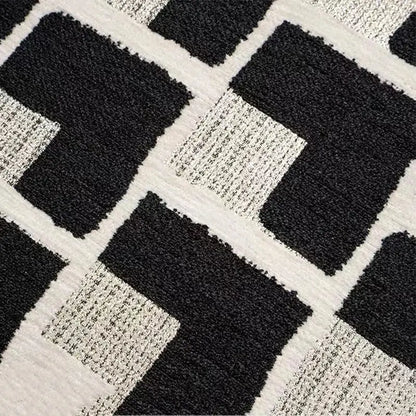 Black and white geometric texture black woven cushion cover for living room decorbites geometric texture design