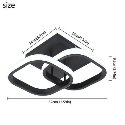 Modern geometric black and white acrylic led ceiling lamp with interlocking ring design for bedroom decorbites acrylic led lighting