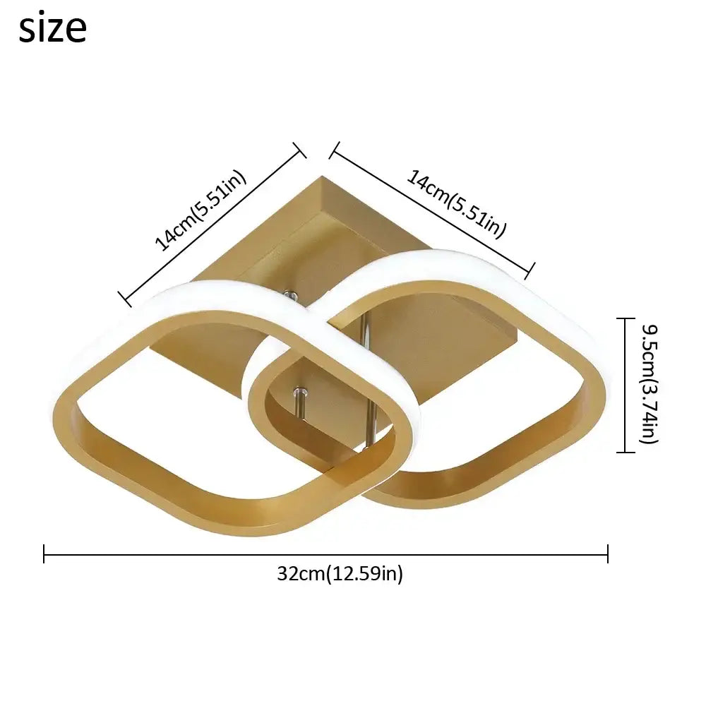 Modern geometric white acrylic led ceiling lamp with gold and white interlocking oval rings for bedroom decorbites acrylic led
