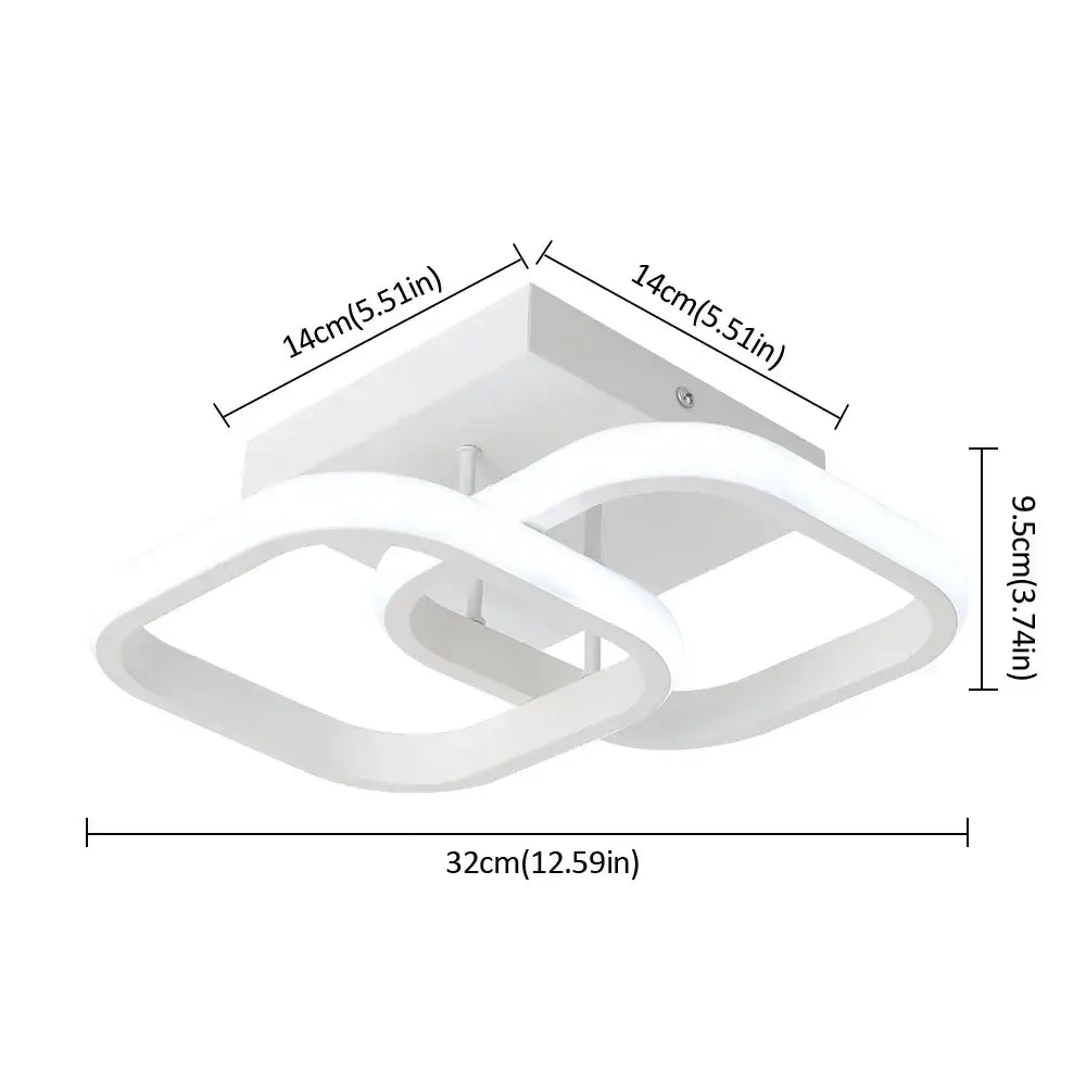 Modern white acrylic led ceiling lamp with sleek interlocking square rings for bedroom decorbites acrylic led light