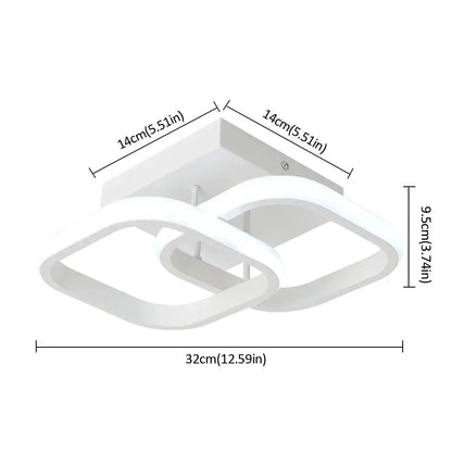 Modern white acrylic led ceiling lamp with sleek interlocking square rings for bedroom decorbites acrylic led light