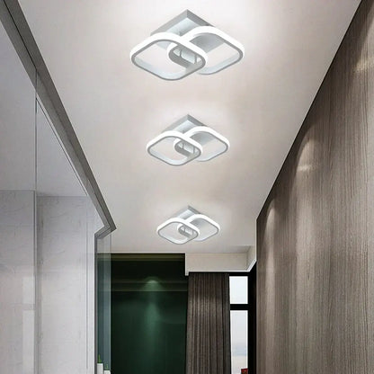 Modern white acrylic led ceiling lamp with interlocking geometric designs for bedroom lighting by decorbites acrylic led