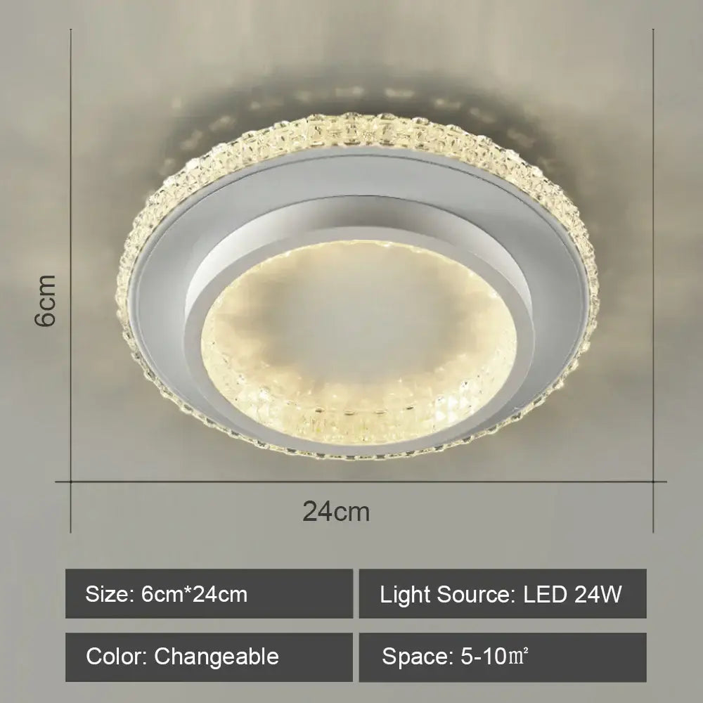Modern geometric white led ceiling light with silver metallic frame and crystal accents for living room decorbites led ceiling