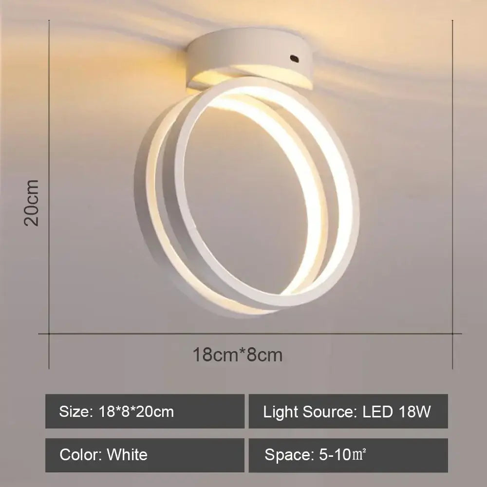 Modern geometric white led ceiling light with two concentric rings emitting warm glow for living room decorbites led ceiling