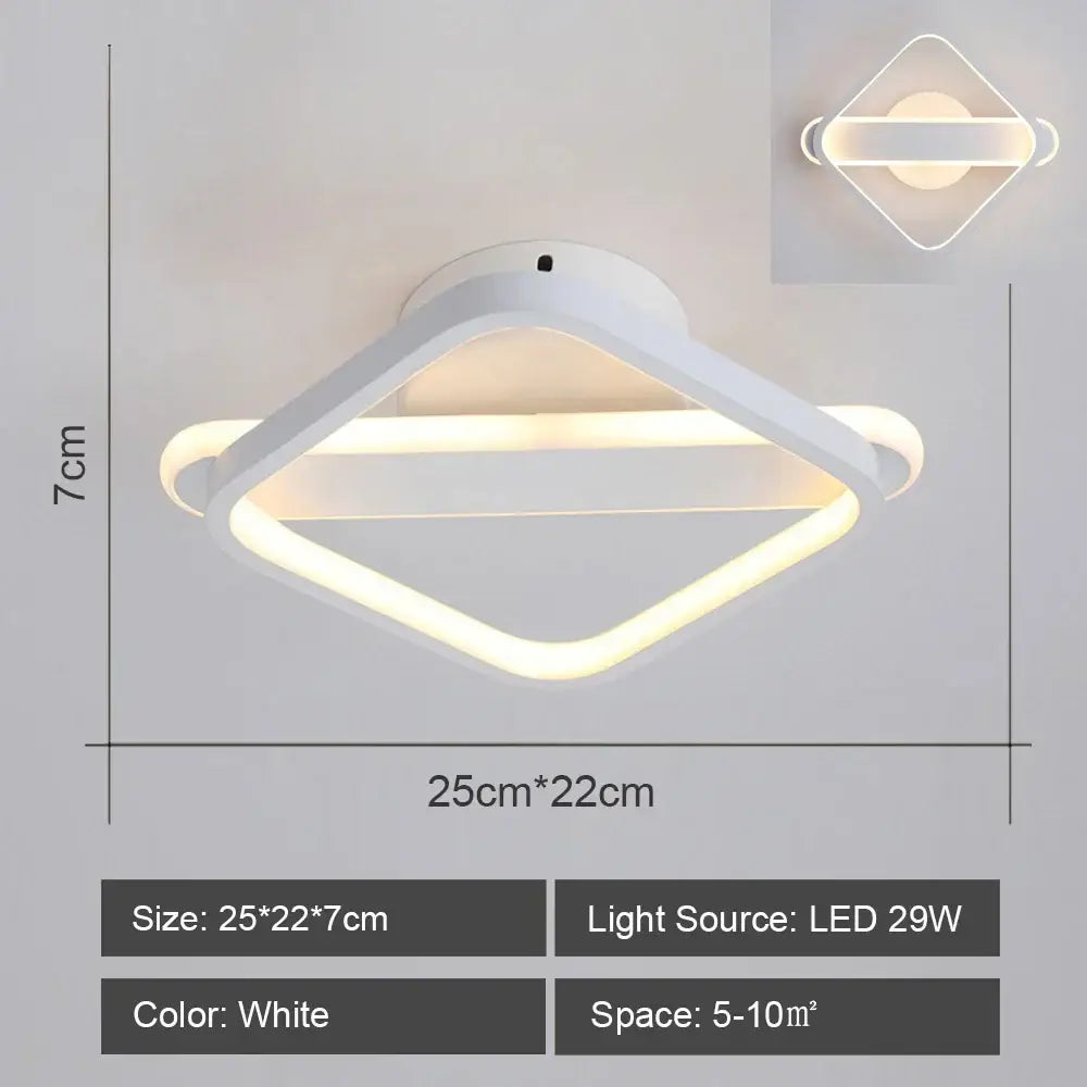 Modern geometric white diamond-shaped decorbites led ceiling light with illuminated edges for living room decor