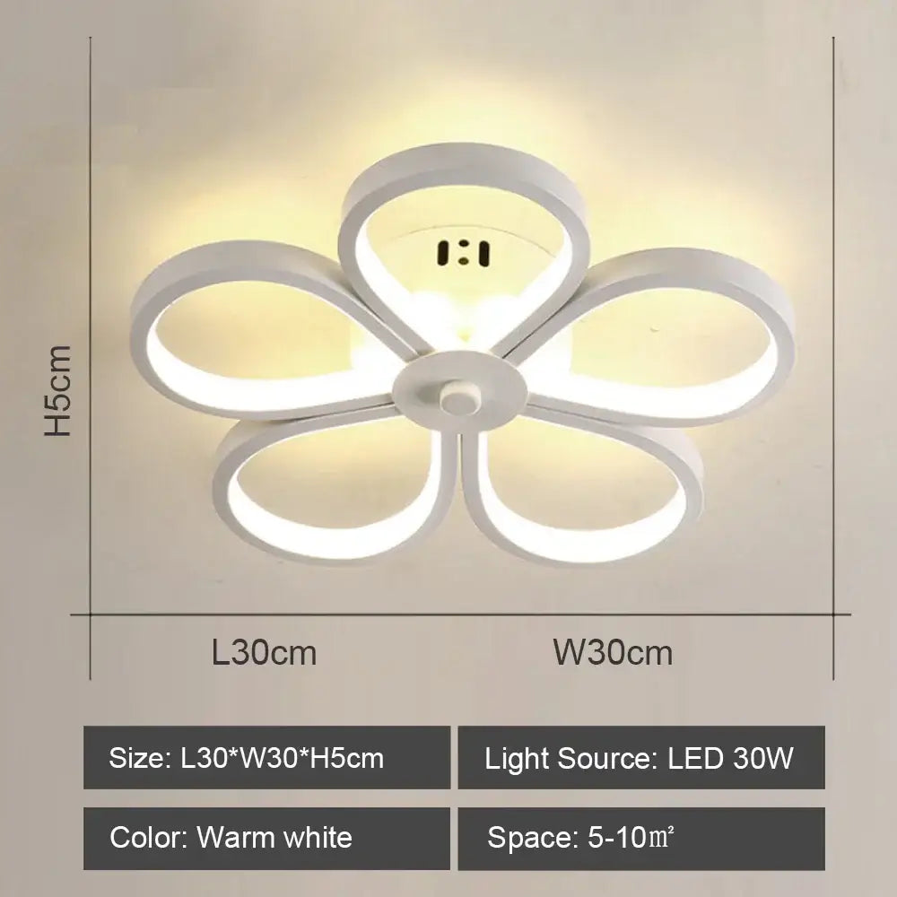Modern geometric white led ceiling light with five-petal flower design for living room decorbites led ceiling light