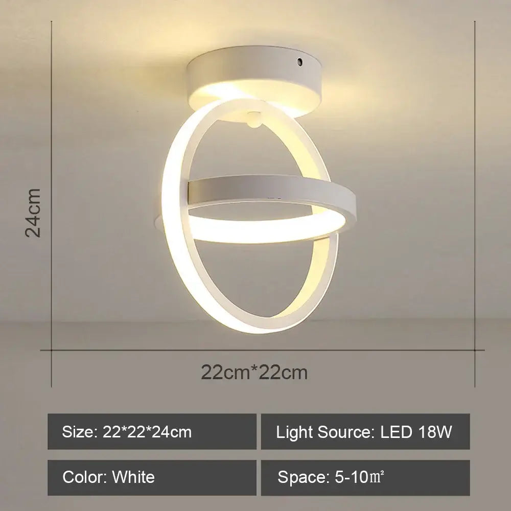 Modern geometric white led ceiling light with two interlocking rings for living room decorbites led ceiling light