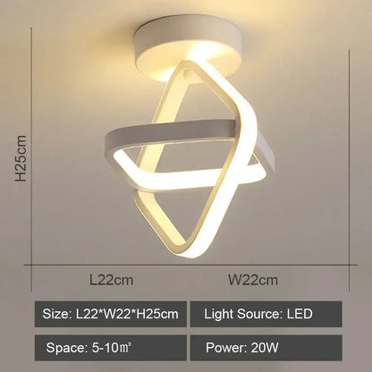 Modern geometric white led ceiling light with sleek intertwined design ideal for living room decorbites led ceiling lighting