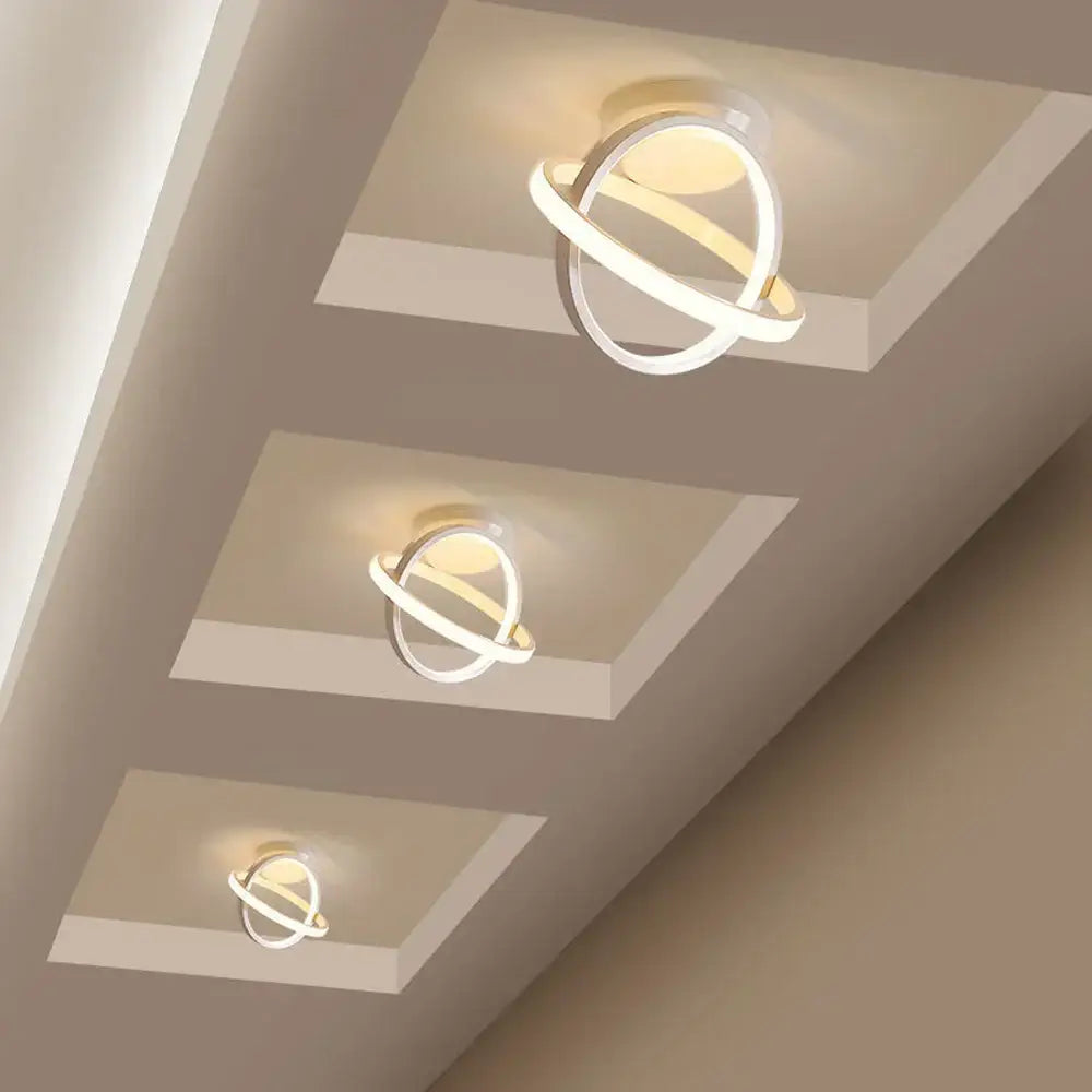 Modern geometric white led ceiling light with sleek intersecting ring design for living room decorbites led ceiling light