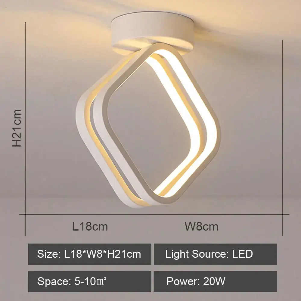 Modern geometric white led ceiling light with three interlocking diamond rings for living room decorbites led ceiling light