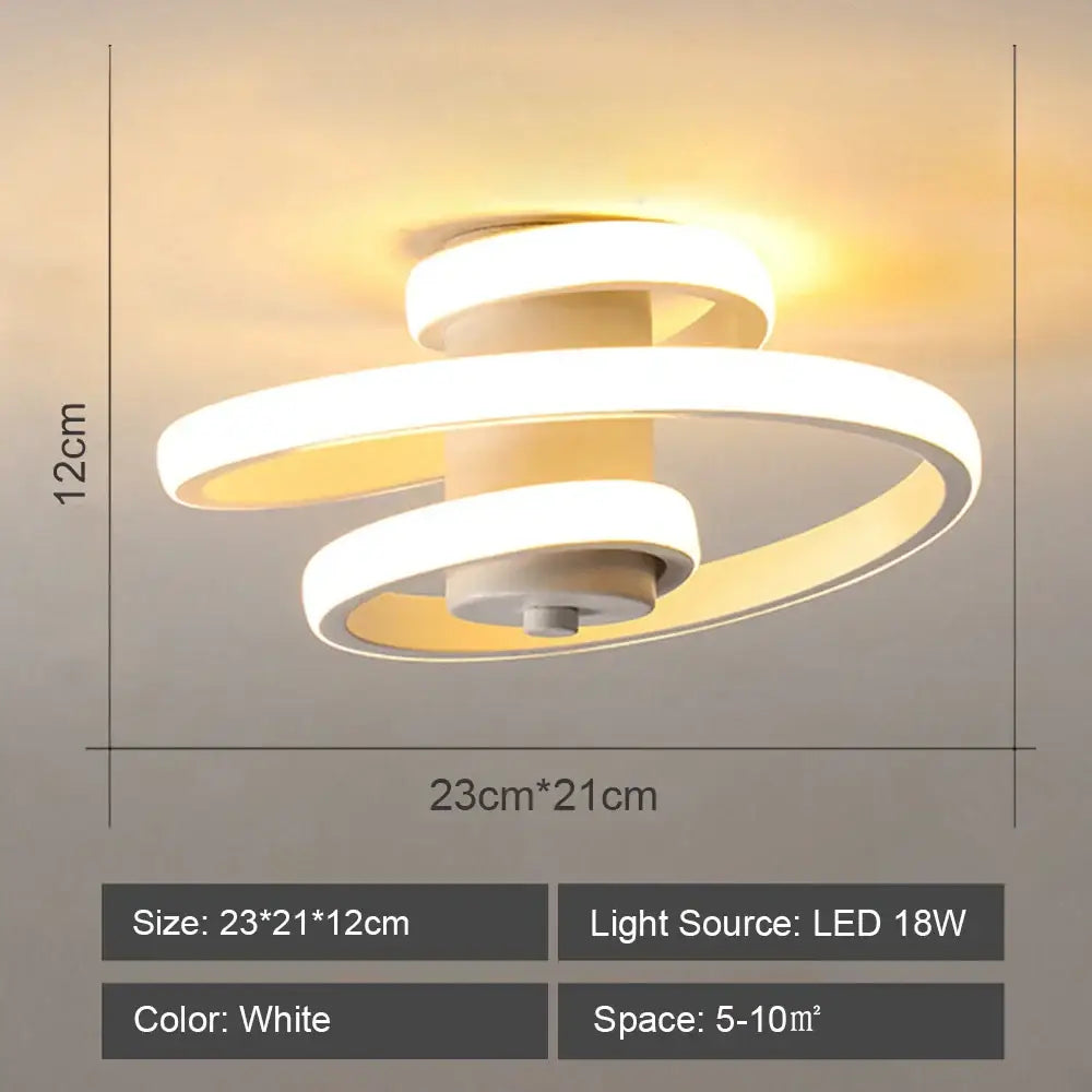 Modern geometric white led ceiling light with spiral design ideal for living room decorbites led ceiling light