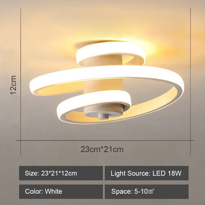 Modern geometric white led ceiling light with spiral design ideal for living room decorbites led ceiling light
