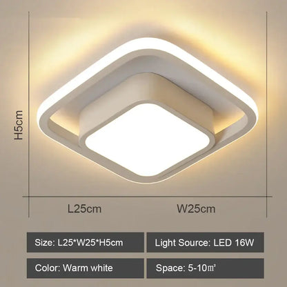 Modern geometric white led ceiling light with square layered design and warm white illumination for living room decorbites ceiling light