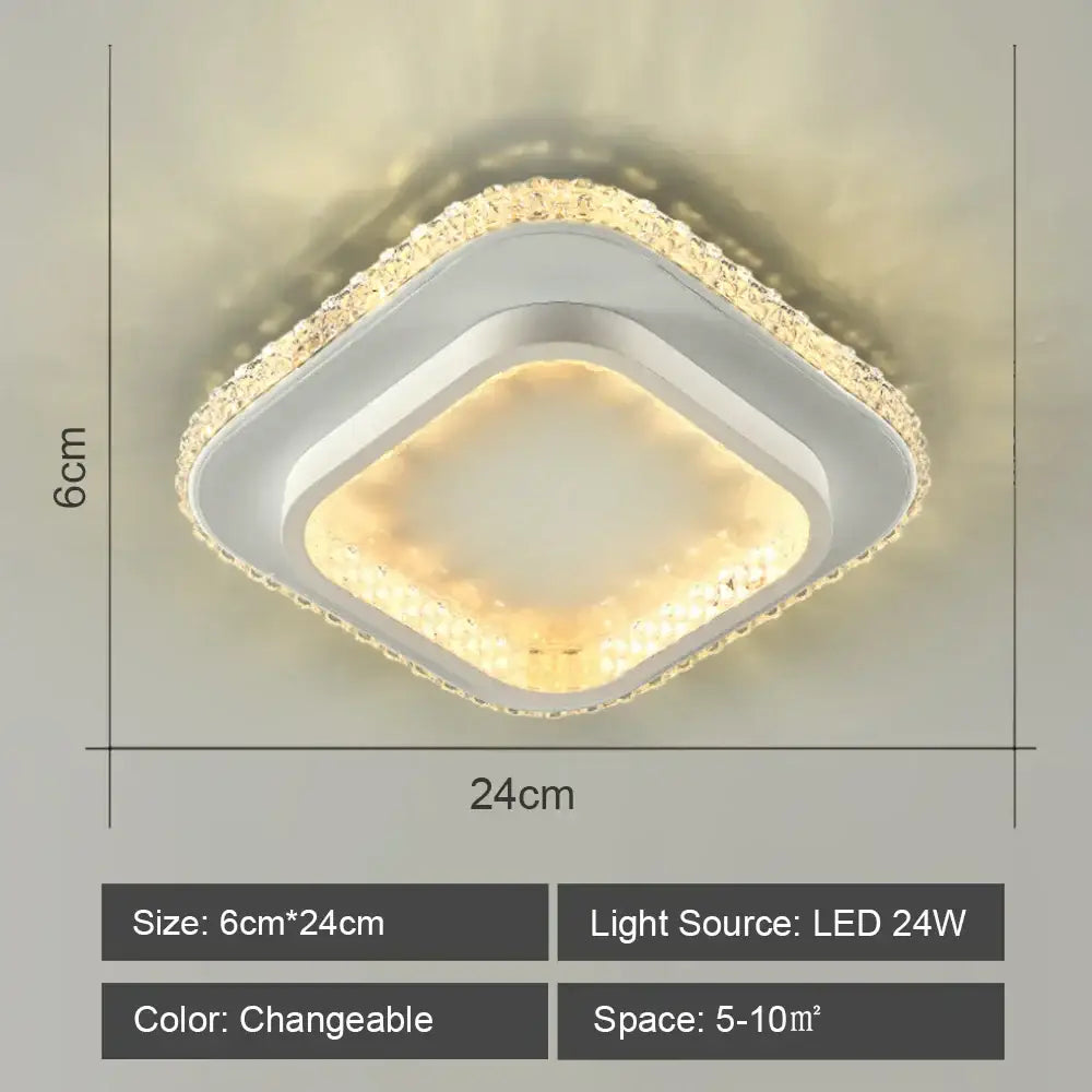 Modern geometric white led ceiling light with sleek frame and crystal trim by decorbites for living room decor