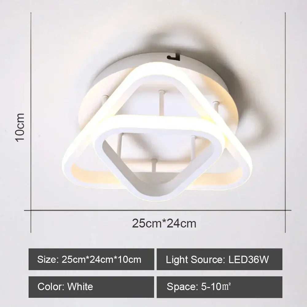 Modern geometric white led ceiling light with triangular design for living room decorbites led ceiling light