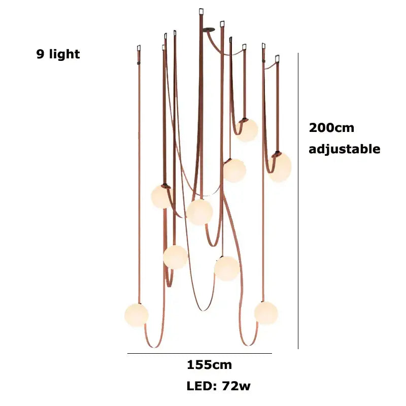 Modern glass ball led pendant light with nine warm led lights and copper cords for black and orange living room decorbites glass ball