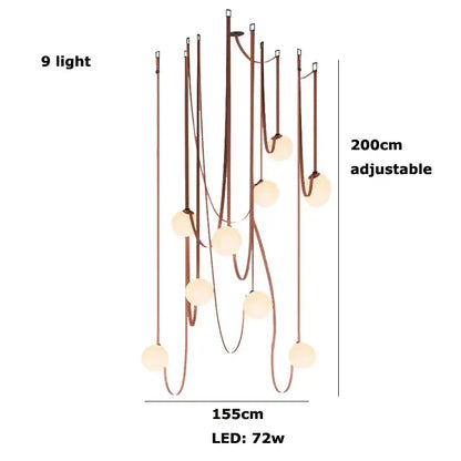 Modern glass ball led pendant light with nine warm led lights and copper cords for black and orange living room decorbites glass ball
