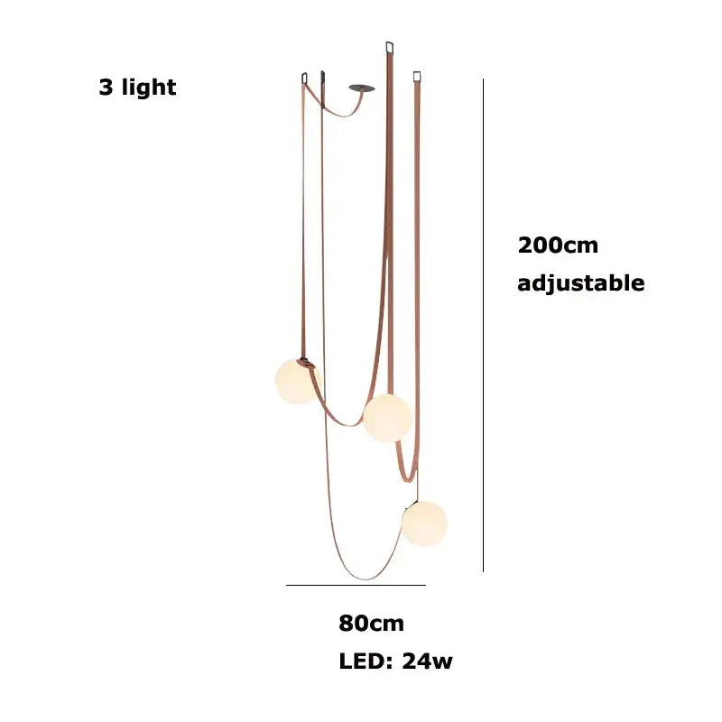 Adjustable modern pendant light with three frosted glass ball led bulbs and copper cords for black and orange living room decorbites glass ball