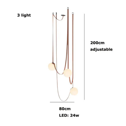 Adjustable modern pendant light with three frosted glass ball led bulbs and copper cords for black and orange living room decorbites glass ball