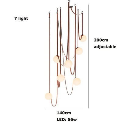 Modern glass ball led pendant light with seven warm-toned leds on copper metal frame for living room decorbites glass ball