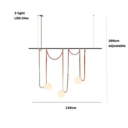 Modern copper-toned decorbites glass ball led pendant light with three frosted bulbs for black and orange living room decor