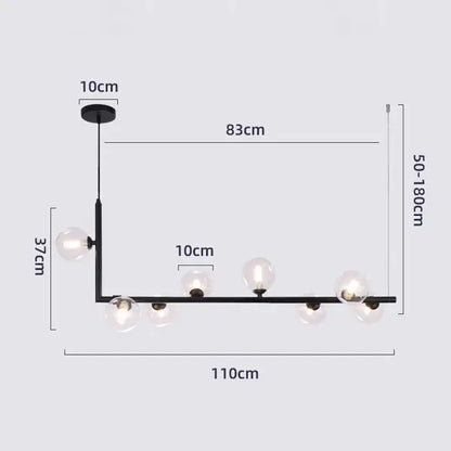 Modern glass black chandelier with six clear glass globe bulbs and gold pendant light for dining room decorbites glass black