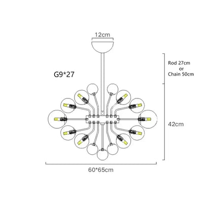 Modern glass bubble ceiling chandelier with 27 g9 bulbs in clear and frosted glass designed for living room decorbites glass bubble