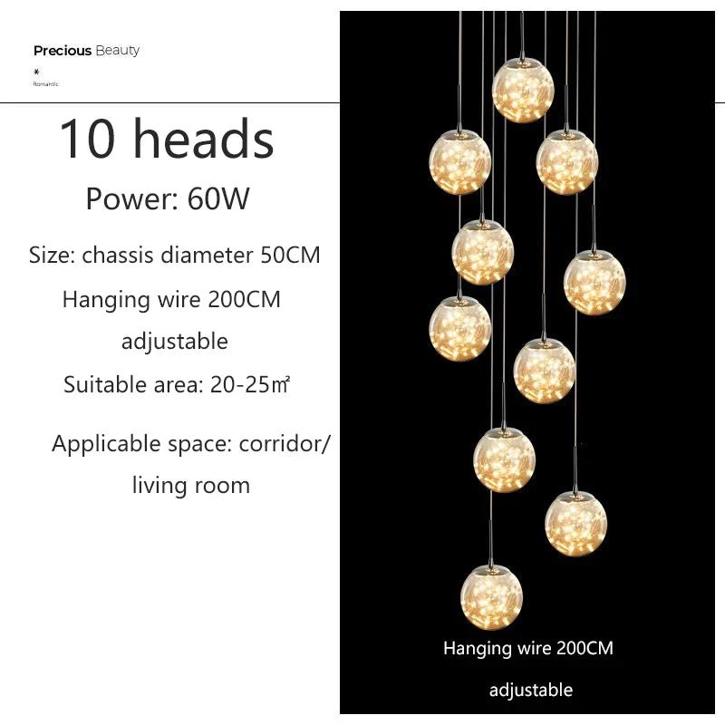 Modern Glass Bubble Staircase Pendant Chandelier - Decorbites