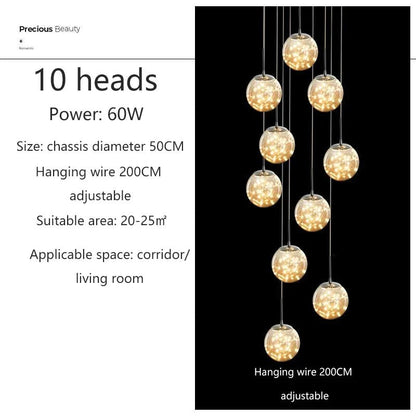 Modern Glass Bubble Staircase Pendant Chandelier - Decorbites