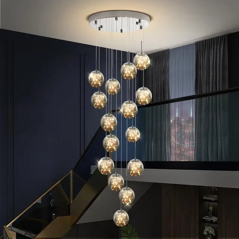 Modern Glass Bubble Staircase Pendant Chandelier - Decorbites