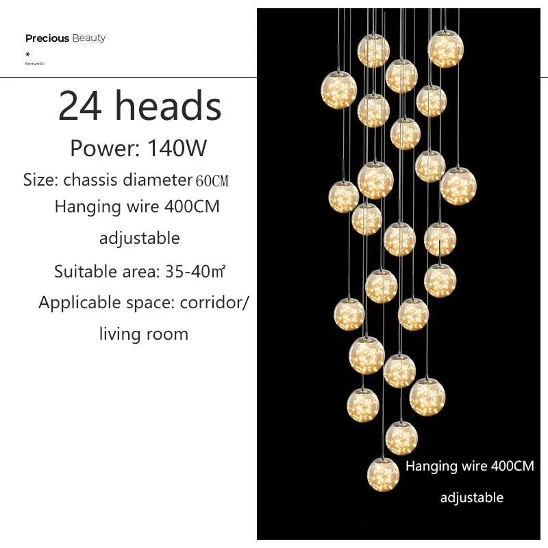 Modern Glass Bubble Staircase Pendant Chandelier - Decorbites