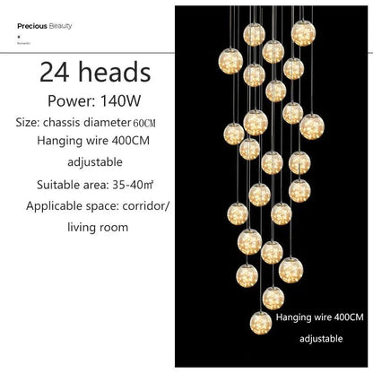 Modern Glass Bubble Staircase Pendant Chandelier - Decorbites