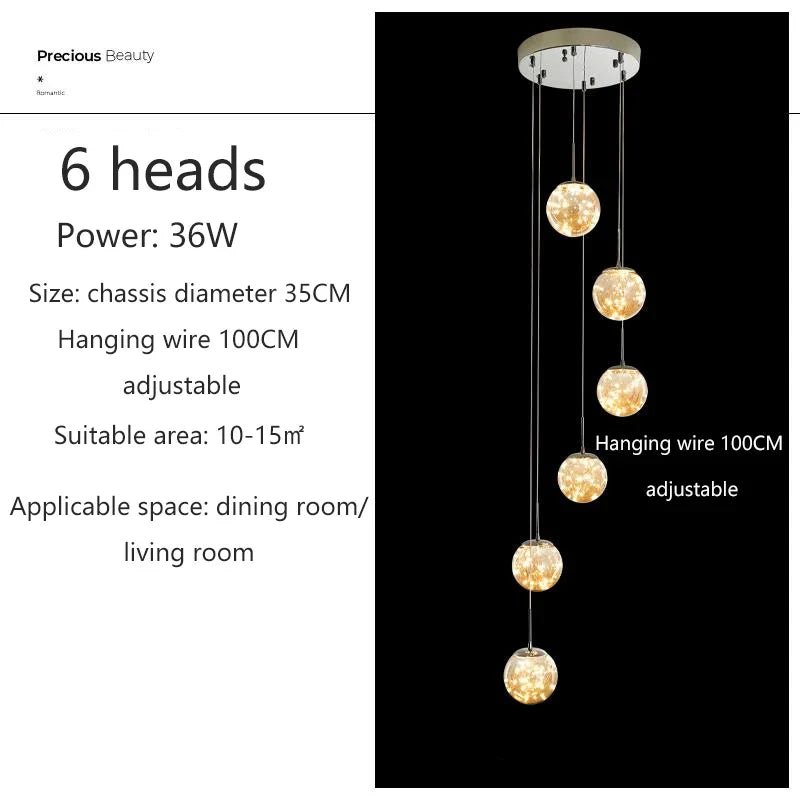 Modern Glass Bubble Staircase Pendant Chandelier - Decorbites
