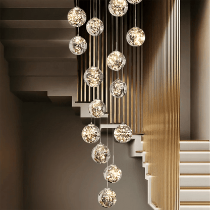 Modern Glass Bubble Staircase Pendant Chandelier - Decorbites