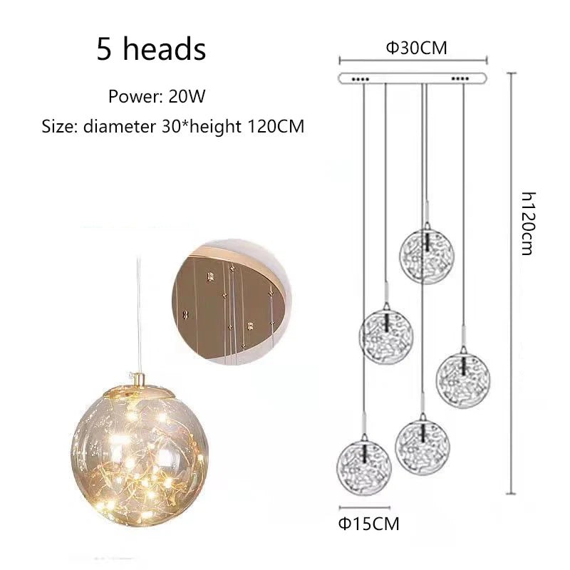 Modern Glass Bubble Staircase Pendant Chandelier - Decorbites
