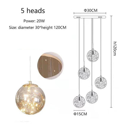 Modern Glass Bubble Staircase Pendant Chandelier - Decorbites