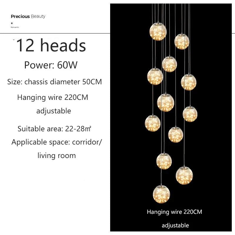 Modern Glass Bubble Staircase Pendant Chandelier - Decorbites