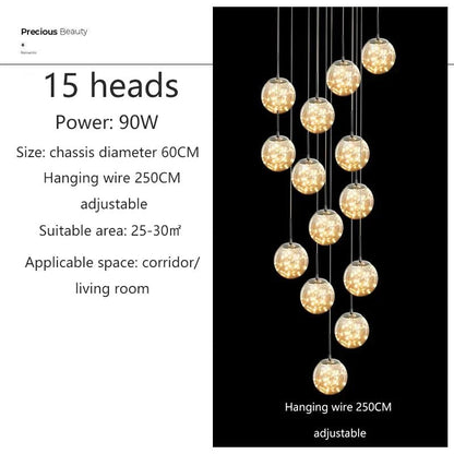 Modern Glass Bubble Staircase Pendant Chandelier - Decorbites