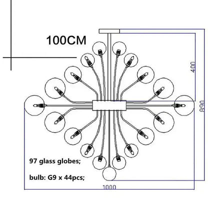 Modern glass globe led chandelier with 97 glass globes and g9 bulbs for living room decorbites glass globe design