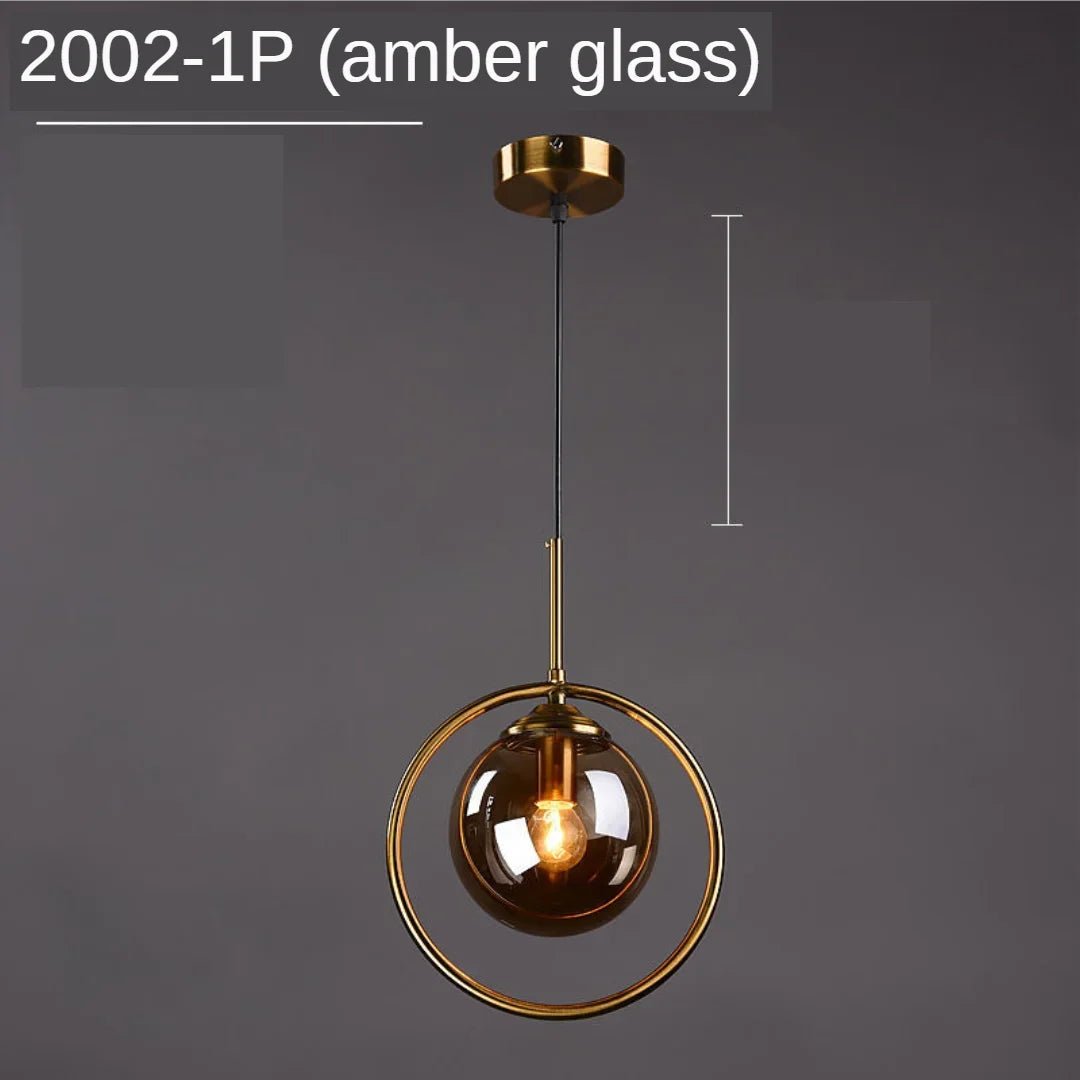 Modern Glass Globe Pendant Light With Gold Ring - Decorbites