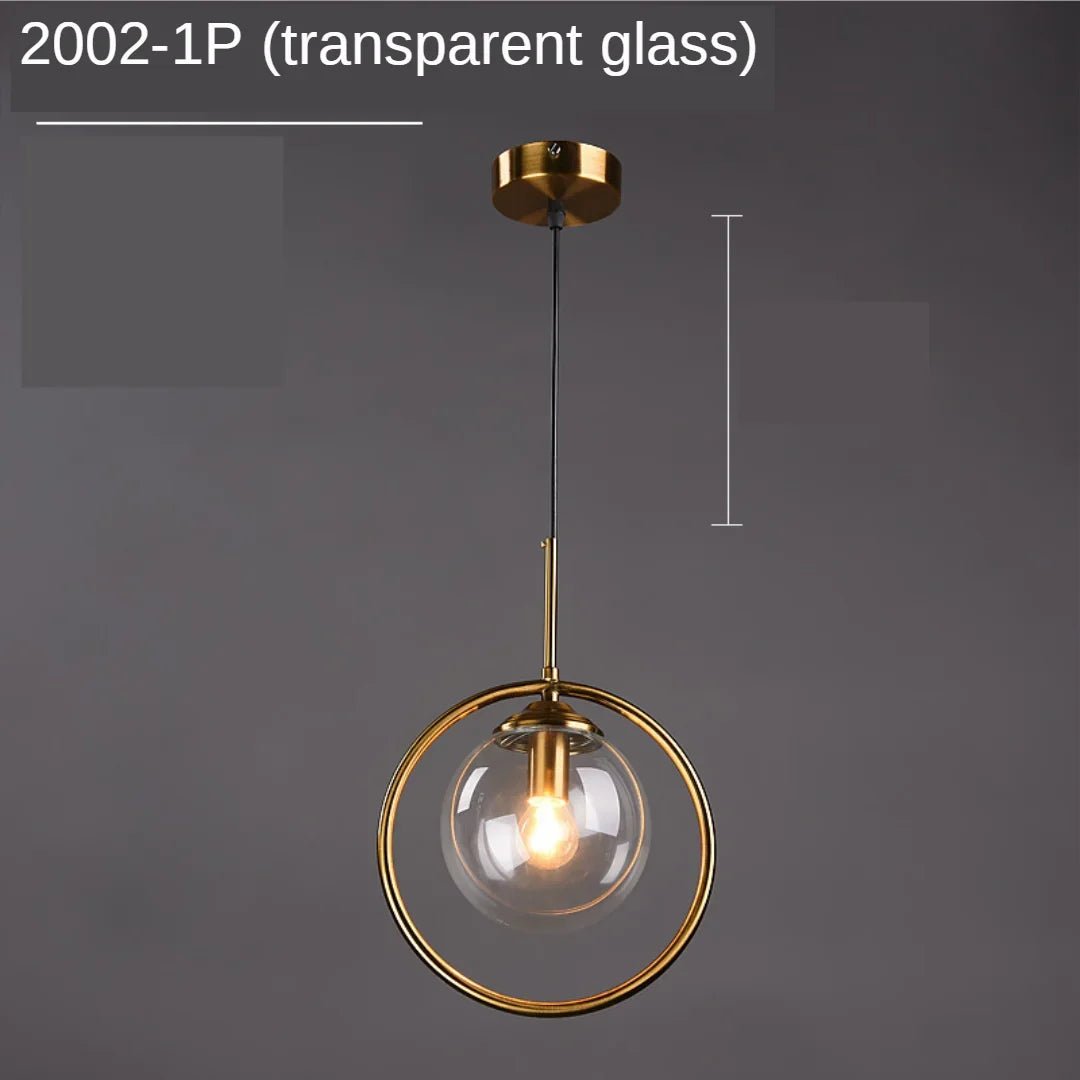 Modern Glass Globe Pendant Light With Gold Ring - Decorbites