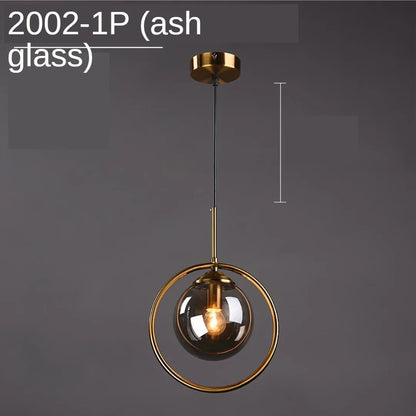 Modern Glass Globe Pendant Light With Gold Ring - Decorbites