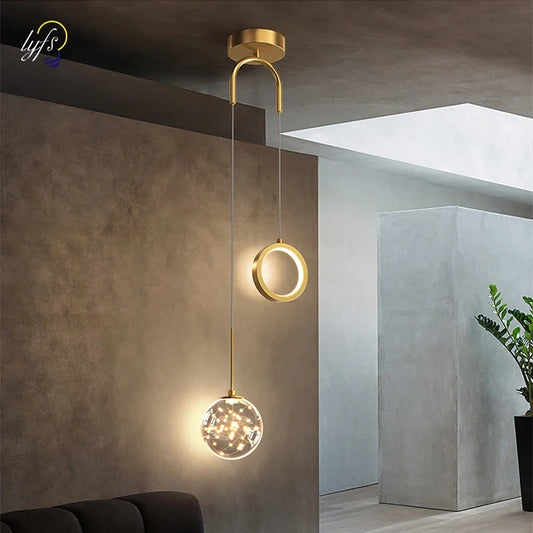 Modern Glass Pendant Light in Black or Gold